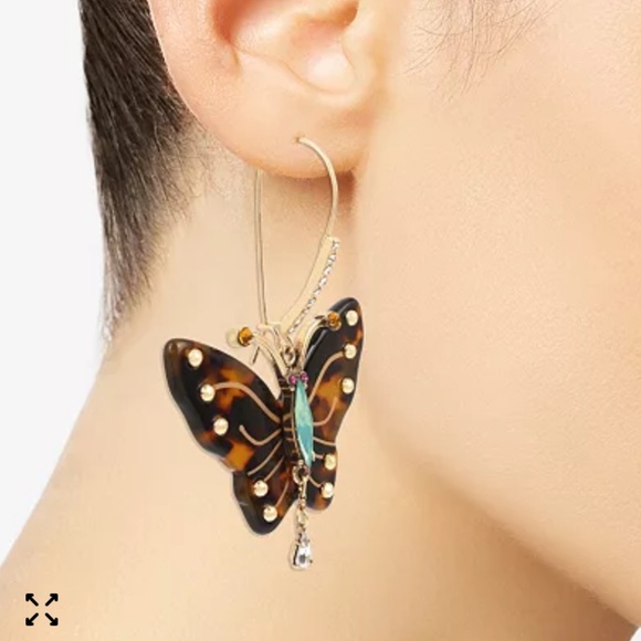 Gold-Tone Tortoise-Look Butterfly Drop Earrings - Picture 4 of 4